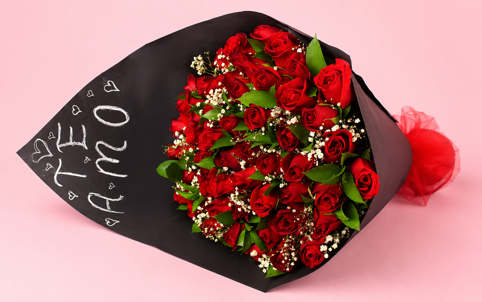 Ramo 50 Rosas con baby y ruscus
