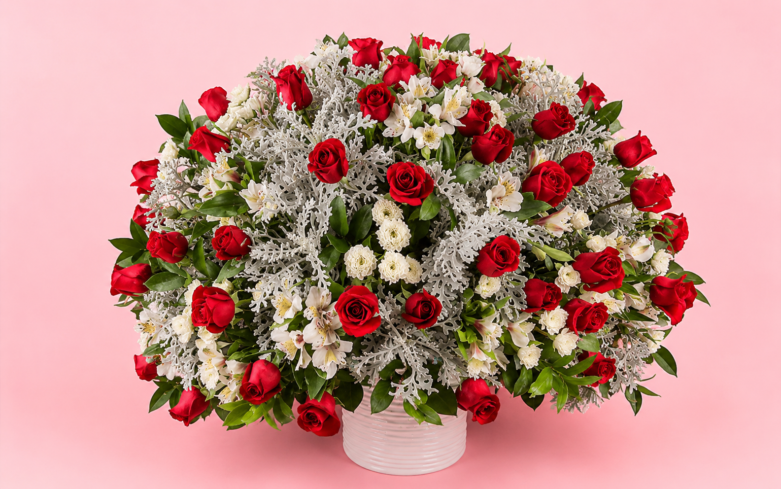 100 Rosas en Jarrón de Cerámica