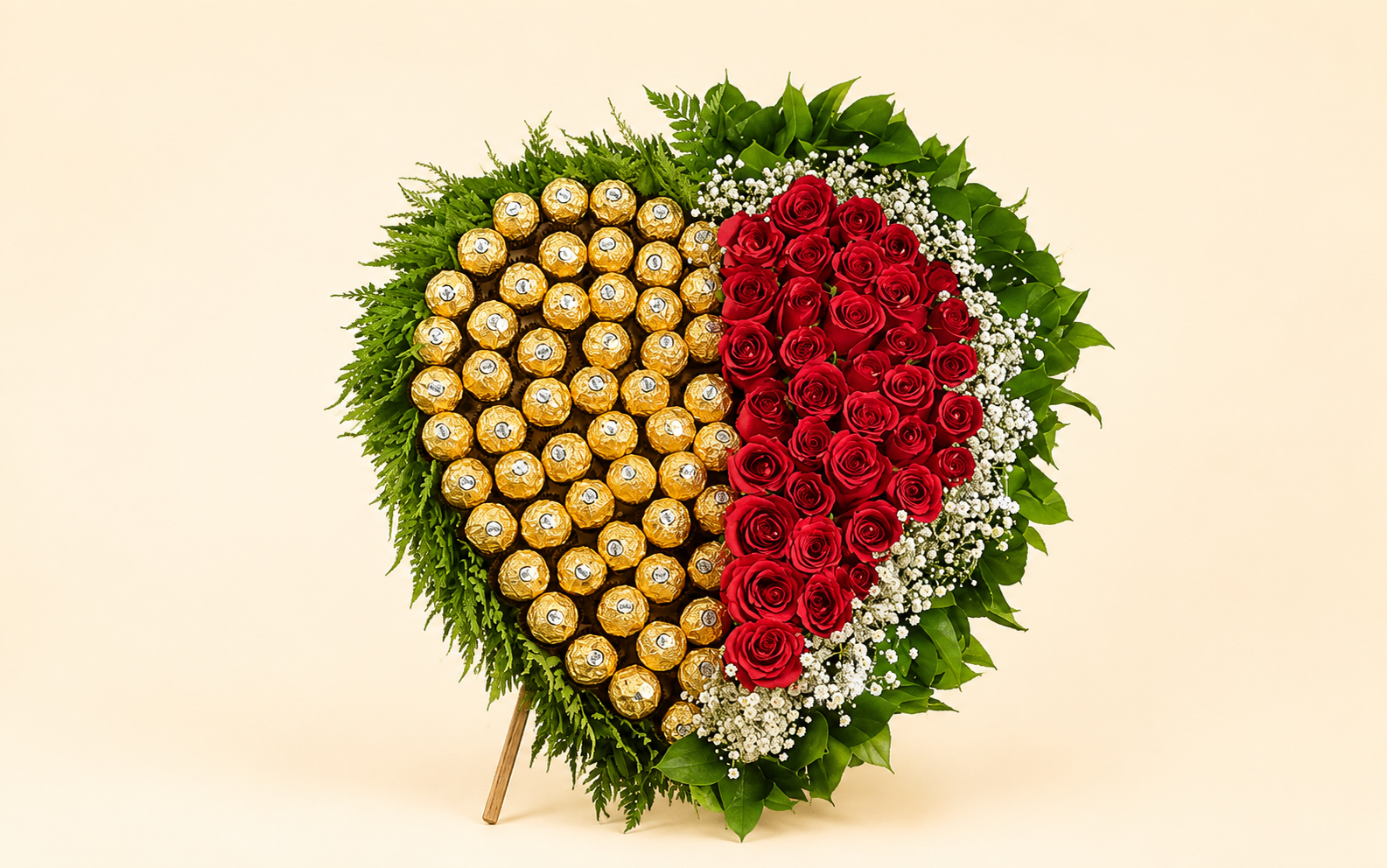 Corazón Rosas y Ferrero Rocher